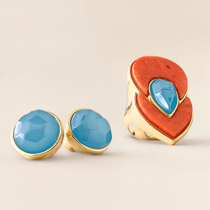 Brinco Classic - Ágata Azul Céu Semijoias de luxo e design exclusivo