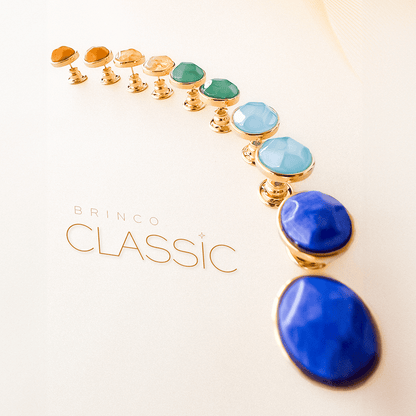 Brinco Classic - Ágata Azul Céu Semijoias de luxo e design exclusivo