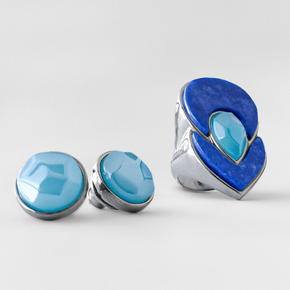 Brinco Classic - Ágata Azul Céu Semijoias de luxo e design exclusivo