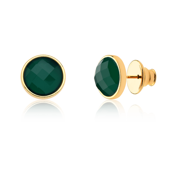 Brinco Classic - Ágata Verde, banhado a ouro 18k