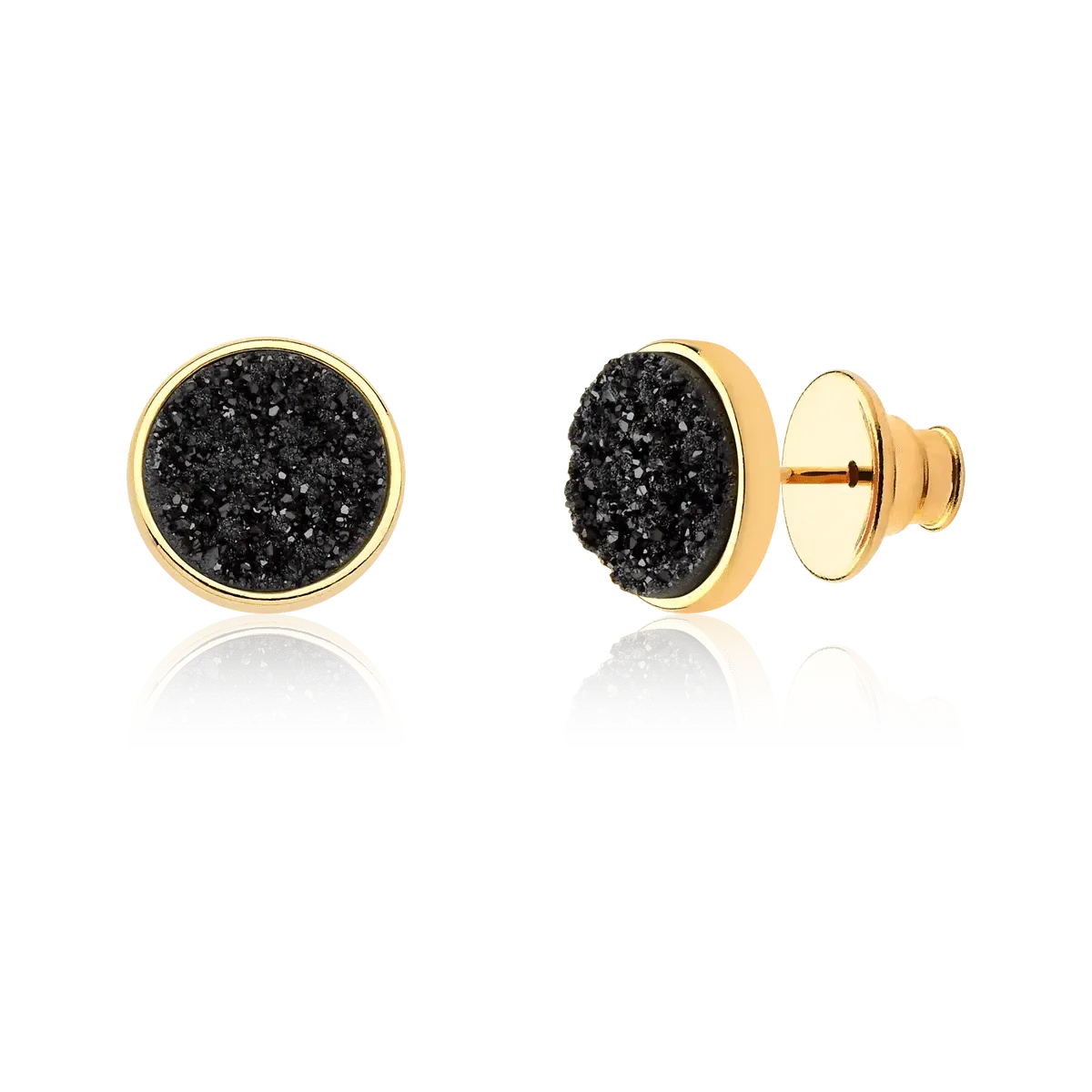 Brinco Classic - Drusa Negra Semijoias de luxo e design exclusivo