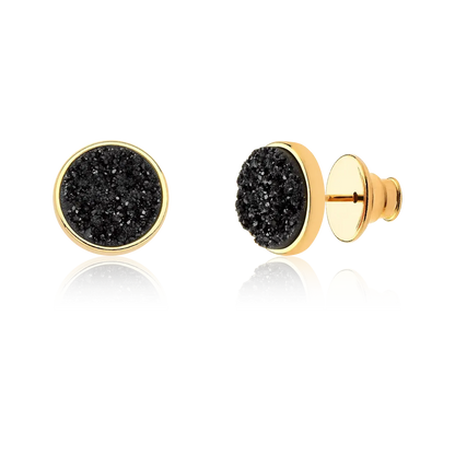 Brinco Classic - Drusa Negra Semijoias de luxo e design exclusivo