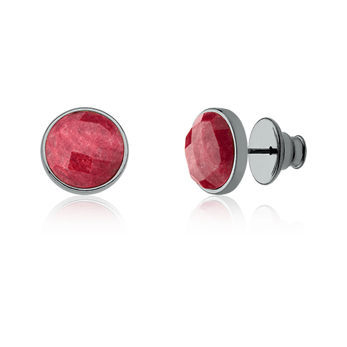 Brinco Classic - Feldspato Vermelho, banhado a ródio negro