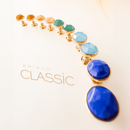Brinco Classic - Ágata Verde lateral — Ouro 18K | Aimer Joias | brinco semijoia