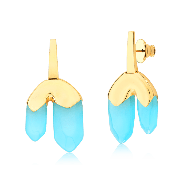 Brinco Élémentaire - Ágata Azul Céu Semijoias de luxo e design exclusivo