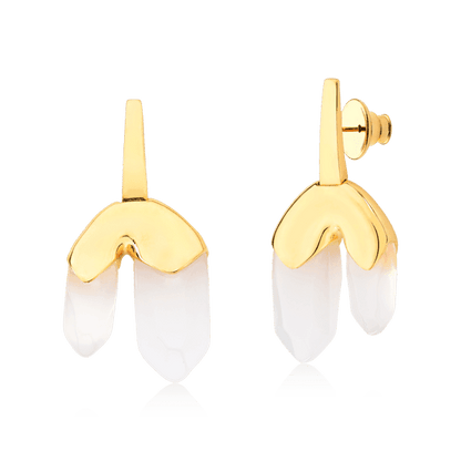 Brinco Élémentaire - Ágata Branca Semijoias de luxo e design exclusivo