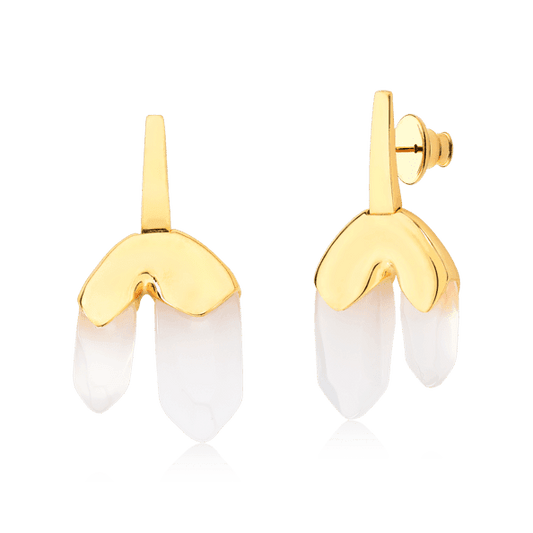 Brinco Élémentaire - Ágata Branca Semijoias de luxo e design exclusivo