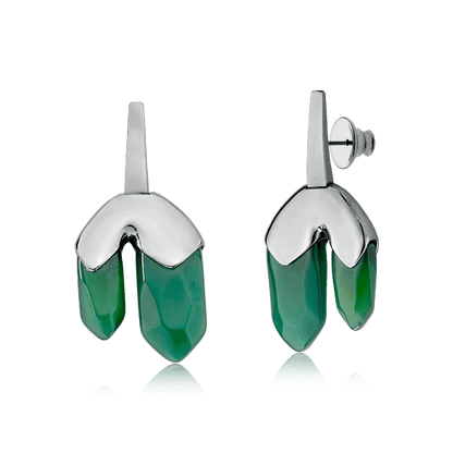 Brinco Élémentaire - Ágata Verde Semijoias de luxo e design exclusivo