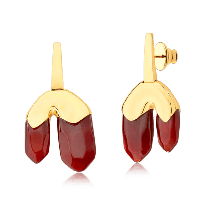 Brinco Élémentaire - Ágata Vermelha Semijoias de luxo e design exclusivo