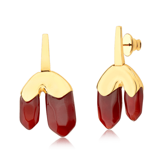 Brinco Élémentaire - Ágata Vermelha Semijoias de luxo e design exclusivo