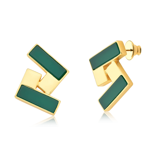 Brinco Enigma - Ágata Verde Semijoias de luxo e design exclusivo
