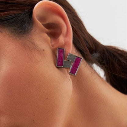 Brinco Enigma - Feldspato Rosa Pink Semijoias de luxo e design exclusivo