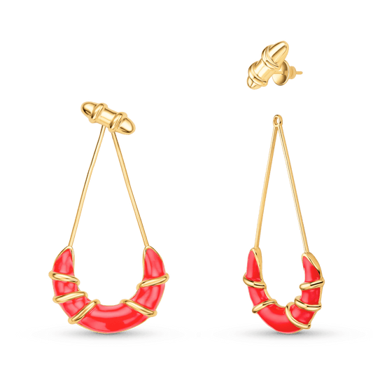 Brinco Entrelaço - Esmaltação Vermelha Semijoias de luxo e design exclusivo