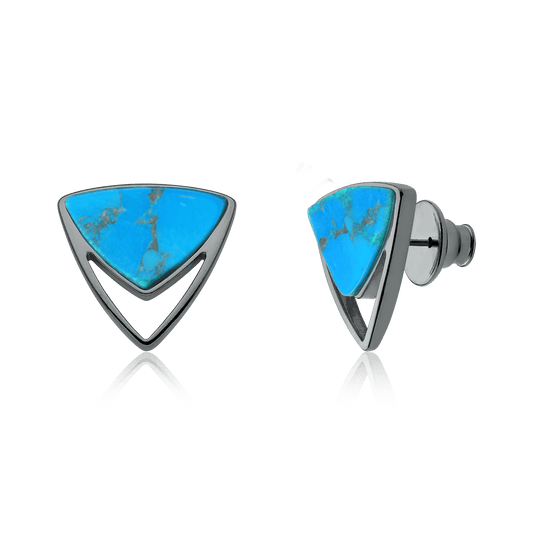 Brinco Equilíbrio com a Howlita Turquesa em Banho de Ródio Negro - AIMER JOIAS