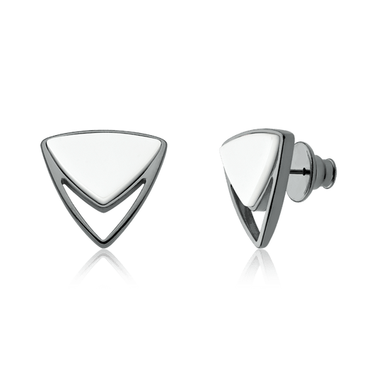 Brinco Equilíbrio com a Porcelana Branca em Banho de Ródio Negro - AIMER JOAIS