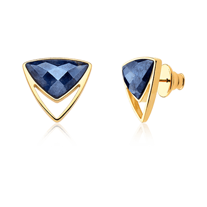 Brinco Equilíbrio com a Sodalita em Banho de Ouro 18K - AIMER JOIAS