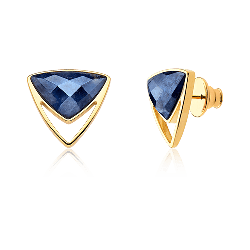 Brinco Equilíbrio com a Sodalita em Banho de Ouro 18K - AIMER JOIAS