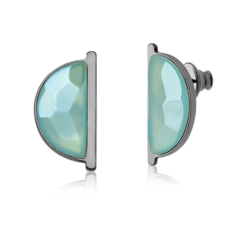 Brinco Escudo - Ágata Azul Céu Semijoias de luxo e design exclusivo