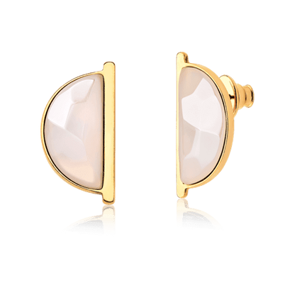 Brinco Escudo - Ágata Branca Semijoias de luxo e design exclusivo