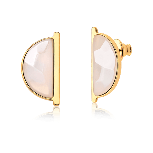 Brinco Escudo - Ágata Branca Semijoias de luxo e design exclusivo