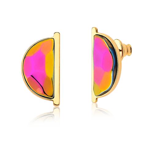 Brinco Escudo - Cristal Multicolorido Semijoias de luxo e design exclusivo