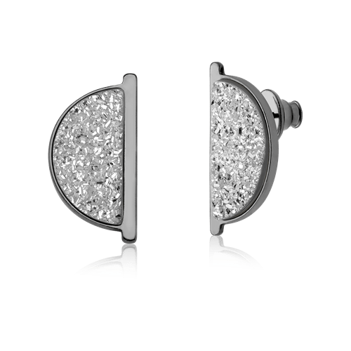 Brinco Escudo - Drusa Platina Semijoias de luxo e design exclusivo