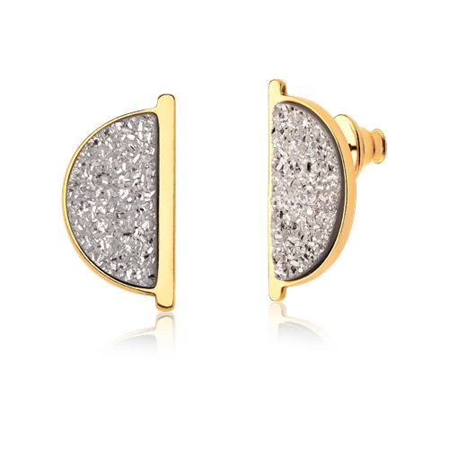 Brinco Escudo - Drusa Platina Semijoias de luxo e design exclusivo