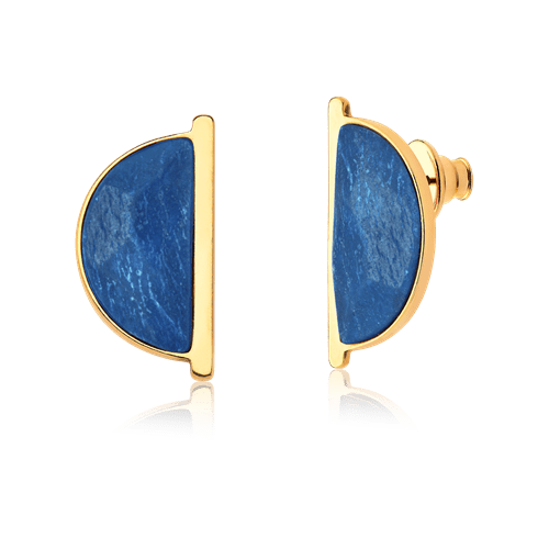 Brinco Escudo - Feldspato Azul Anil Semijoias de luxo e design exclusivo