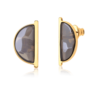 Brinco Escudo - Quartzo Fumê Semijoias de luxo e design exclusivo