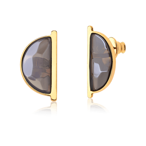 Brinco Escudo - Quartzo Fumê Semijoias de luxo e design exclusivo