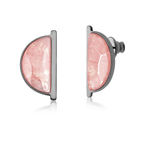 Brinco Escudo - Quartzo Rosa Semijoias de luxo e design exclusivo