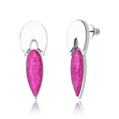 Brinco Flor de Lótus - Porcelana/Rosa Pink Semijoias de luxo e design exclusivo