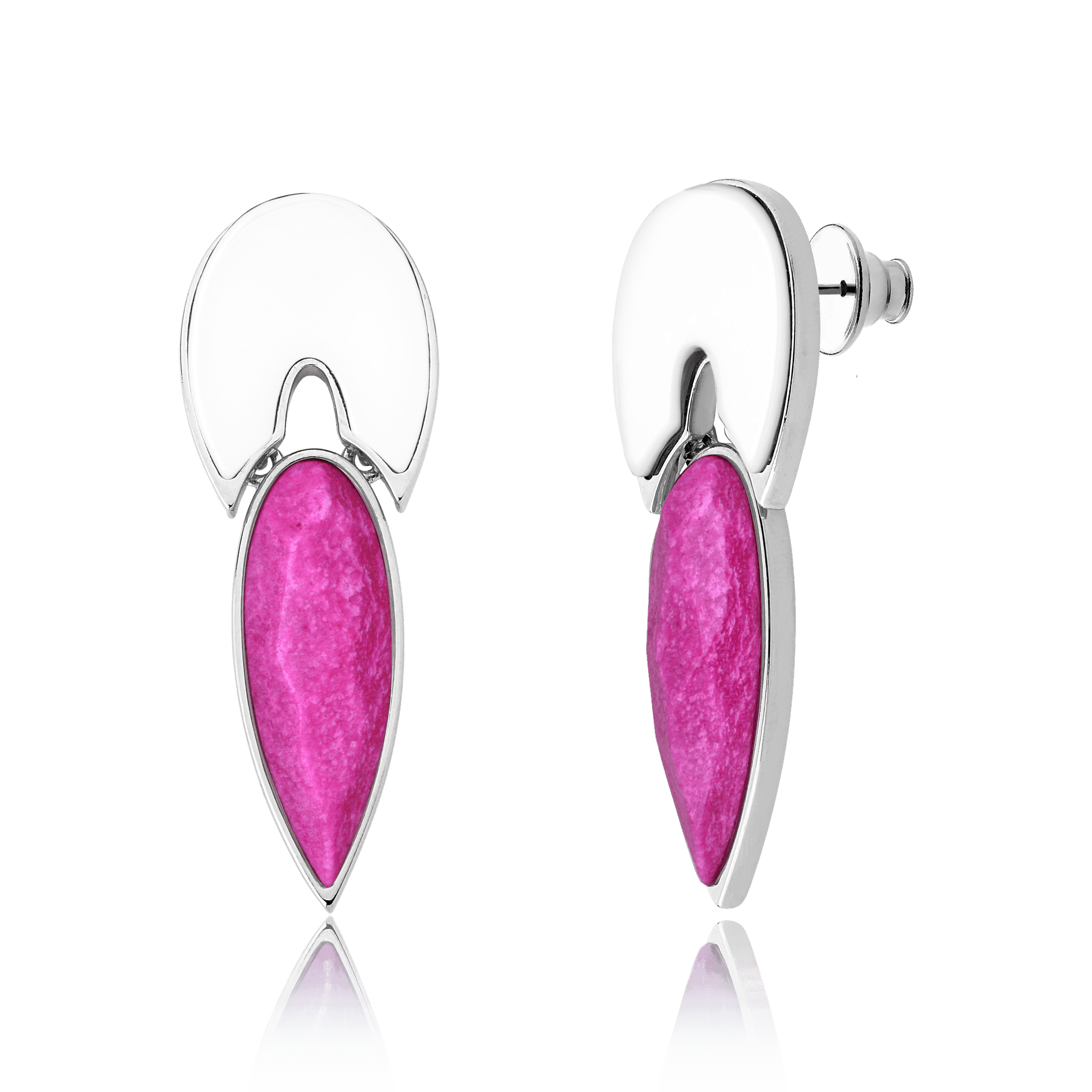 Brinco Flor de Lótus - Porcelana/Rosa Pink Semijoias de luxo e design exclusivo