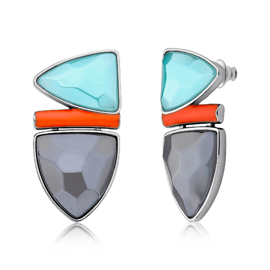 Brinco Ginga - Ágata Azul Céu/Quartzo Fumê Semijoias de luxo e design exclusivo