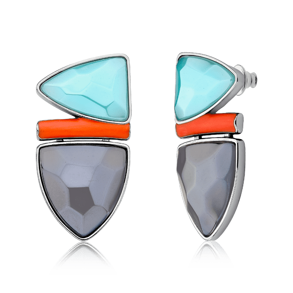 Brinco Ginga - Ágata Azul Céu/Quartzo Fumê Semijoias de luxo e design exclusivo