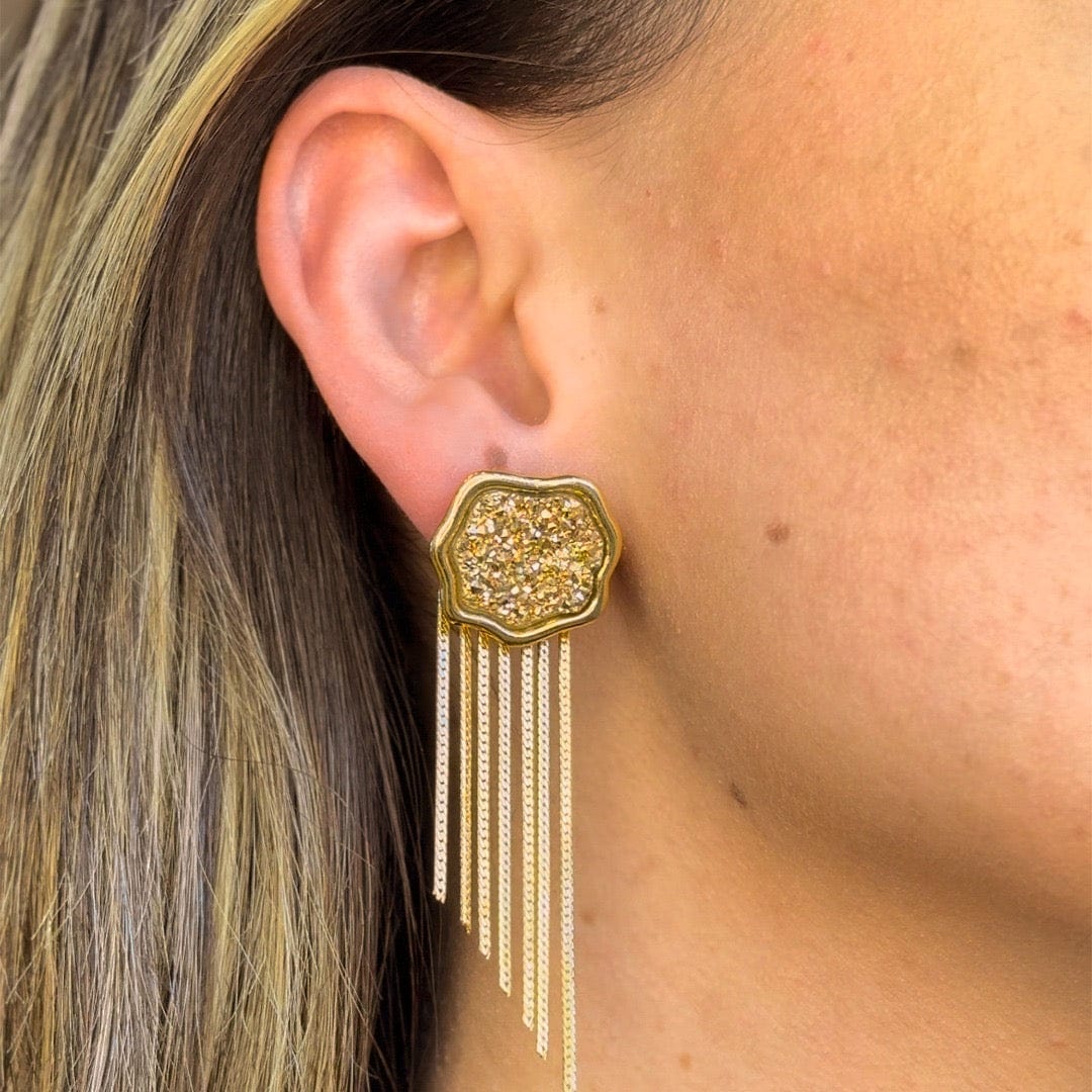 Brinco Haumea - Drusa Ouro Semijoias de luxo e design exclusivo