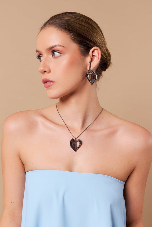 Brinco Intensa - Quartzo Fumê Semijoias de luxo e design exclusivo