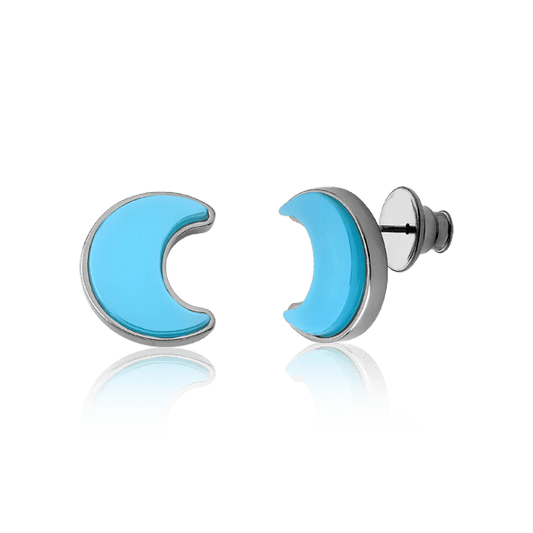 Brinco Lua - Ágata Azul Céu Semijoias de luxo e design exclusivo