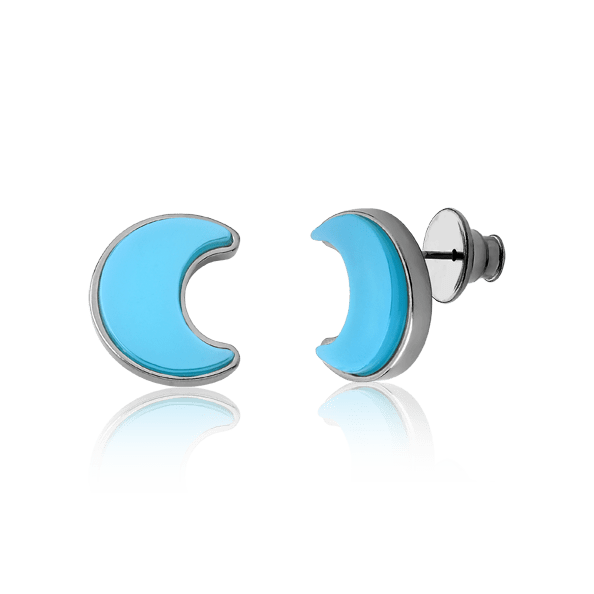 Brinco Lua - Ágata Azul Céu Semijoias de luxo e design exclusivo