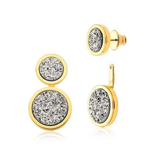 Brinco Nobre - Drusa Platina Semijoias de luxo e design exclusivo