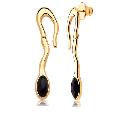 Brinco Noha - Obsidiana Negra Semijoias de luxo e design exclusivo