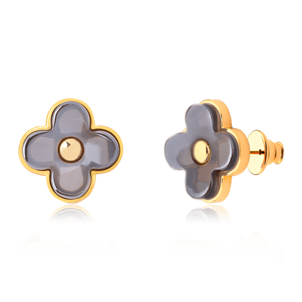 Brinco Radiante - Quartzo Fumê Perolizado Semijoias de luxo e design exclusivo