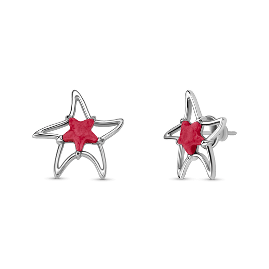 Brinco Serena - Feldspato Vermelho Semijoias de luxo e design exclusivo