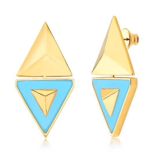 Brinco Thárros - Ágata Azul Céu Semijoias de luxo e design exclusivo