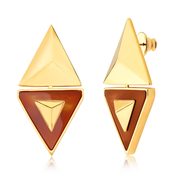 Brinco Thárros - Ágata Vermelha Semijoias de luxo e design exclusivo