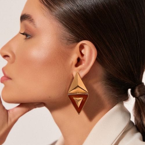 Brinco Thárros - Ágata Vermelha Semijoias de luxo e design exclusivo