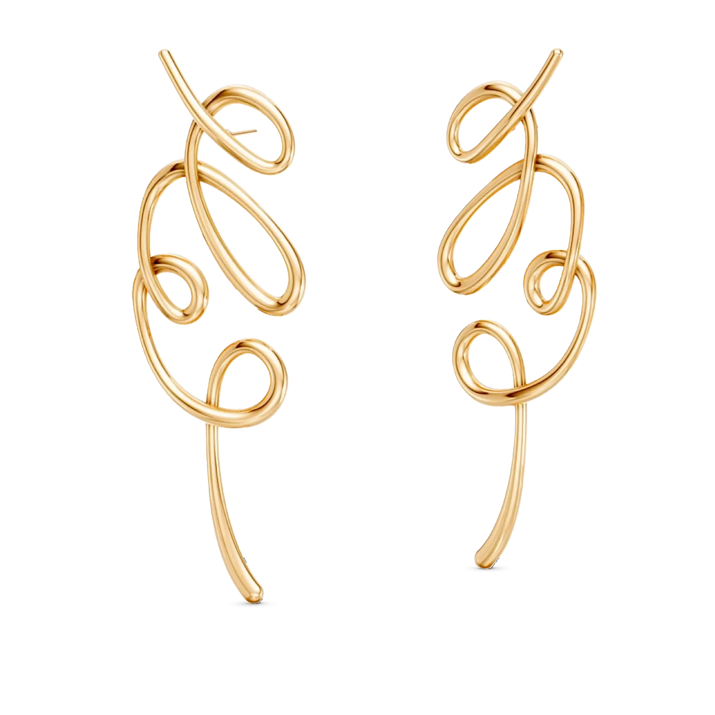 O Brinco Traços em Banho de Ouro 18K é uma joia escultural e assimétrica, inspirada em linhas livres que se encontram, criando volumes fluidos. Um lembrete de que o belo não nasce do controle absoluto, mas do gesto que ousa sair do traço e encontra uma nova forma de ser. São peças leves, expressivas e cheias de movimento.
