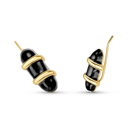 Brinco Trama - Esmaltação Preta Semijoias de luxo e design exclusivo