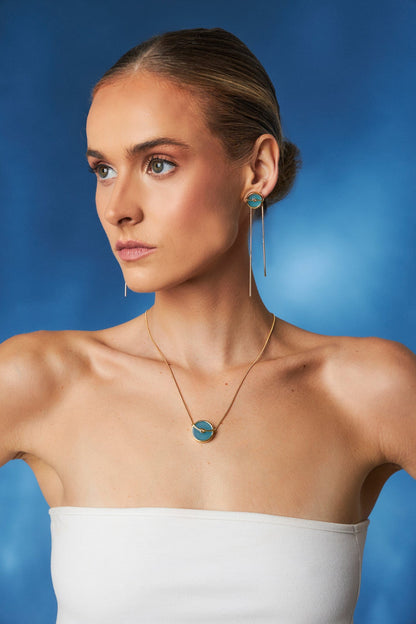 Brinco Vínculo - Ágata Azul Céu Semijoias de luxo e design exclusivo