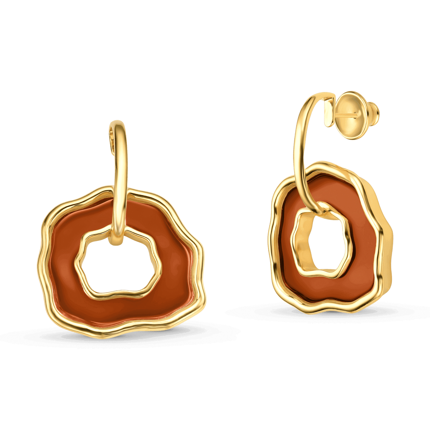 Brinco Xihe - Ágata Vermelha Semijoias de luxo e design exclusivo